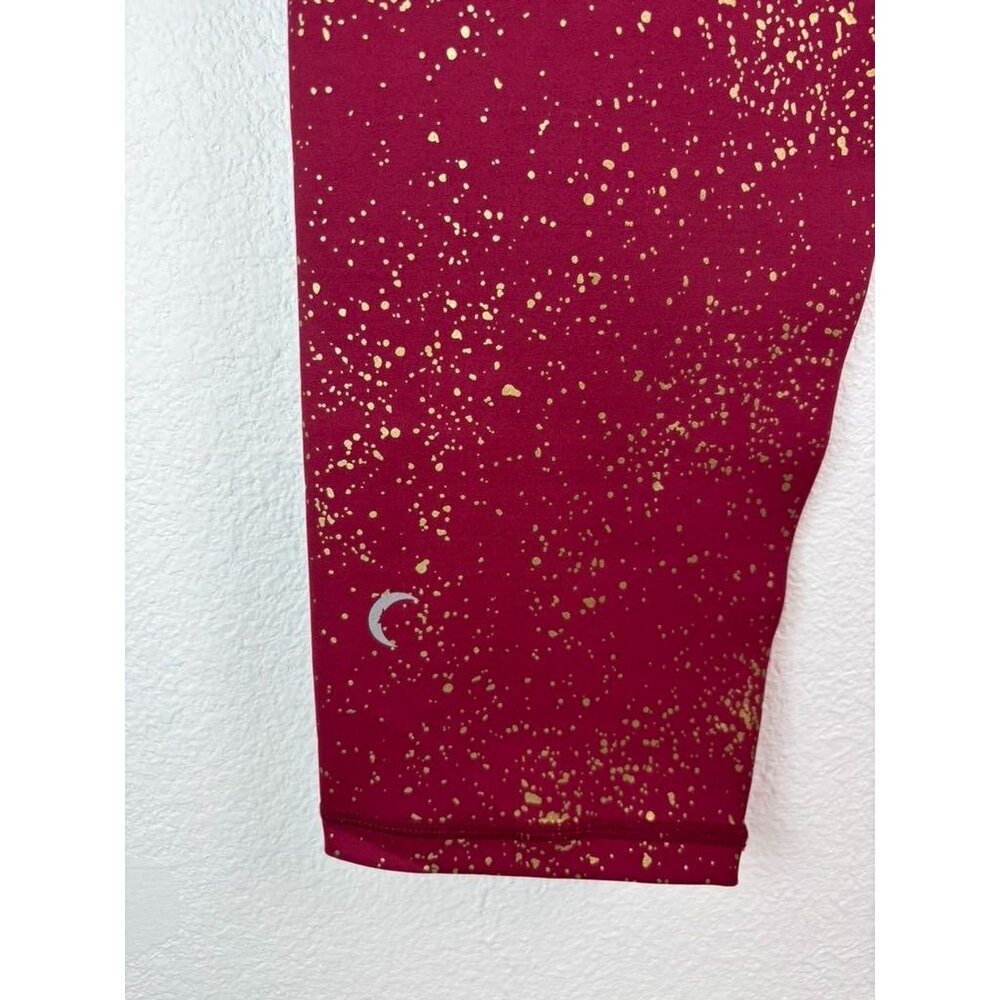Zyia Active women's 16-18 red gold metallic splatter cropped athletic leggings - Picture 5 of 6
